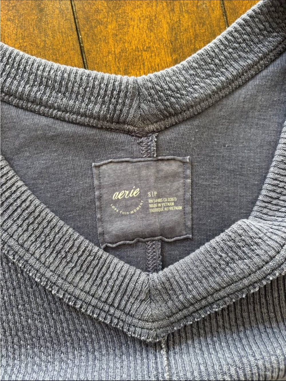Aerie navy blue Ribbed Crew Sweater